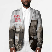 Booker T. Washington Blazer Halftone Portrait Design Tilling a Field Quote Historical Civil Rights Tribute - Wonder Print Shop