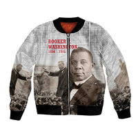 Booker T. Washington Bomber Jacket Halftone Portrait Design Tilling a Field Quote Historical Civil Rights Tribute - Wonder Print Shop