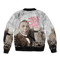 Booker T. Washington Bomber Jacket Halftone Portrait Design Tilling a Field Quote Historical Civil Rights Tribute - Wonder Print Shop