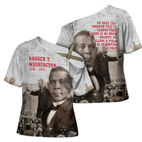 Booker T. Washington Cross Shoulder Shirt Halftone Portrait Design Tilling a Field Quote Historical Civil Rights Tribute - Wonder Print Shop