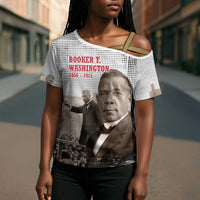 Booker T. Washington Cross Shoulder Shirt Halftone Portrait Design Tilling a Field Quote Historical Civil Rights Tribute - Wonder Print Shop