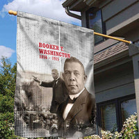 Booker T. Washington Garden Flag Halftone Portrait Design Tilling a Field Quote Historical Civil Rights Tribute - Wonder Print Shop