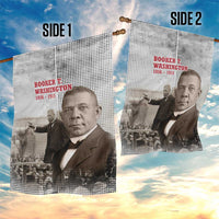 Booker T. Washington Garden Flag Halftone Portrait Design Tilling a Field Quote Historical Civil Rights Tribute - Wonder Print Shop