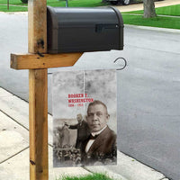 Booker T. Washington Garden Flag Halftone Portrait Design Tilling a Field Quote Historical Civil Rights Tribute - Wonder Print Shop