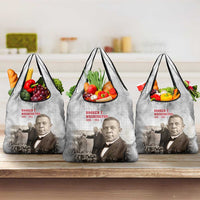 Booker T. Washington Grocery Bag Halftone Portrait Design Tilling a Field Quote Historical Civil Rights Tribute - Wonder Print Shop