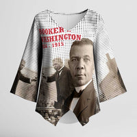 Booker T. Washington Kimono Sleeve Blouse Halftone Portrait Design Tilling a Field Quote Historical Civil Rights Tribute - Wonder Print Shop