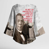Booker T. Washington Kimono Sleeve Blouse Halftone Portrait Design Tilling a Field Quote Historical Civil Rights Tribute - Wonder Print Shop