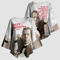 Booker T. Washington Kimono Sleeve Blouse Halftone Portrait Design Tilling a Field Quote Historical Civil Rights Tribute - Wonder Print Shop
