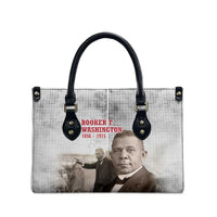 Booker T. Washington Leather Bag Halftone Portrait Design Tilling a Field Quote Historical Civil Rights Tribute - Wonder Print Shop