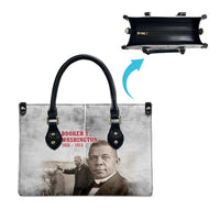 Booker T. Washington Leather Bag Halftone Portrait Design Tilling a Field Quote Historical Civil Rights Tribute - Wonder Print Shop