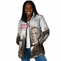 Booker T. Washington Padded Jacket Halftone Portrait Design Tilling a Field Quote Historical Civil Rights Tribute - Wonder Print Shop