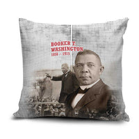 Booker T. Washington Pillow Cover Halftone Portrait Design Tilling a Field Quote Historical Civil Rights Tribute - Wonder Print Shop