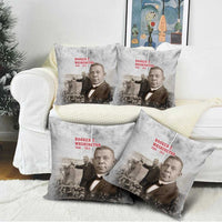 Booker T. Washington Pillow Cover Halftone Portrait Design Tilling a Field Quote Historical Civil Rights Tribute - Wonder Print Shop