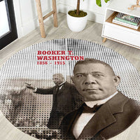 Booker T. Washington Round Carpet Halftone Portrait Design Tilling a Field Quote Historical Civil Rights Tribute - Wonder Print Shop