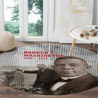 Booker T. Washington Round Carpet Halftone Portrait Design Tilling a Field Quote Historical Civil Rights Tribute - Wonder Print Shop