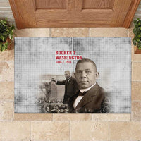 Booker T. Washington Rubber Doormat Halftone Portrait Design Tilling a Field Quote Historical Civil Rights Tribute - Wonder Print Shop