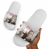 Booker T. Washington Slide Sandals Halftone Portrait Design Tilling a Field Quote Historical Civil Rights Tribute - Wonder Print Shop