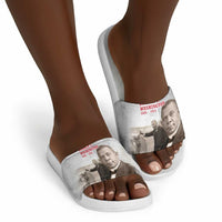 Booker T. Washington Slide Sandals Halftone Portrait Design Tilling a Field Quote Historical Civil Rights Tribute - Wonder Print Shop