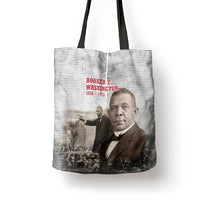 Booker T. Washington Tote Bag Halftone Portrait Design Tilling a Field Quote Historical Civil Rights Tribute - Wonder Print Shop