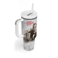 Booker T. Washington Tumbler With Handle Halftone Portrait Design Tilling a Field Quote Historical Civil Rights Tribute - Wonder Print Shop