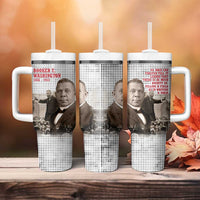 Booker T. Washington Tumbler With Handle Halftone Portrait Design Tilling a Field Quote Historical Civil Rights Tribute - Wonder Print Shop