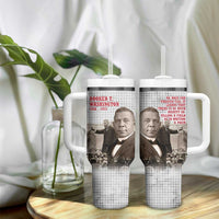 Booker T. Washington Tumbler With Handle Halftone Portrait Design Tilling a Field Quote Historical Civil Rights Tribute - Wonder Print Shop