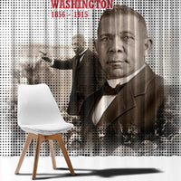 Booker T. Washington Window Curtain Halftone Portrait Design Tilling a Field Quote Historical Civil Rights Tribute - Wonder Print Shop
