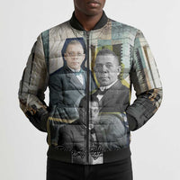 Booker T. Washington Bomber Puffer Jacket Historic Portrait Collage Civil Rights Legacy Educational Pioneer Design - Wonder Print Shop