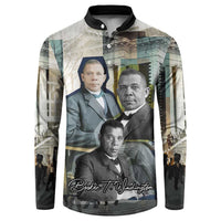 Booker T. Washington Button Sweatshirt Historic Portrait Collage Civil Rights Legacy Educational Pioneer Design
