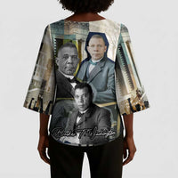 Booker T. Washington Kimono Sleeve Blouse Historic Portrait Collage Civil Rights Legacy Educational Pioneer Design - Wonder Print Shop