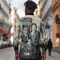 Booker T. Washington Long Sleeve Button Shirt Historic Portrait Collage Civil Rights Legacy Educational Pioneer Design - Wonder Print Shop