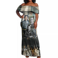 Booker T. Washington Off Shoulder Maxi Dress Historic Portrait Collage Civil Rights Legacy Educational Pioneer Design - Wonder Print Shop