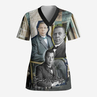 Booker T. Washington Scrub Top Historic Portrait Collage Civil Rights Legacy Educational Pioneer Design - Wonder Print Shop