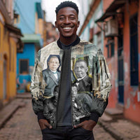 Booker T. Washington Sleeve Zip Bomber Jacket Historic Portrait Collage Civil Rights Legacy Educational Pioneer Design - Wonder Print Shop