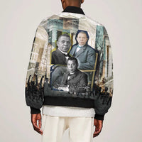 Booker T. Washington Sleeve Zip Bomber Jacket Historic Portrait Collage Civil Rights Legacy Educational Pioneer Design - Wonder Print Shop