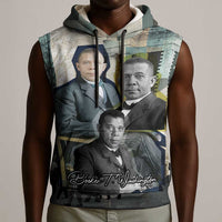 Booker T. Washington Sleeveless Hoodie Historic Portrait Collage Civil Rights Legacy Educational Pioneer Design - Wonder Print Shop