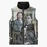 Booker T. Washington Sleeveless Puffer Jacket Historic Portrait Collage Civil Rights Legacy Educational Pioneer Design - Wonder Print Shop