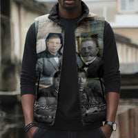 Booker T. Washington Sleeveless Puffer Jacket Historic Portrait Collage Civil Rights Legacy Educational Pioneer Design - Wonder Print Shop