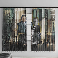 Booker T. Washington Window Curtain Historic Portrait Collage Civil Rights Legacy Educational Pioneer Design - Wonder Print Shop