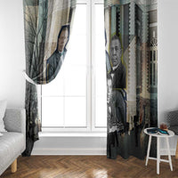Booker T. Washington Window Curtain Historic Portrait Collage Civil Rights Legacy Educational Pioneer Design - Wonder Print Shop