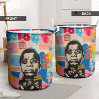 James Baldwin Laundry Basket Colorful Graffiti Style Portrait The Fire Next Time Text Bold Civil Rights Tribute - Wonder Print Shop