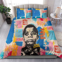 James Baldwin Bedding Set Colorful Graffiti Style Portrait The Fire Next Time Text Bold Civil Rights Tribute - Wonder Print Shop