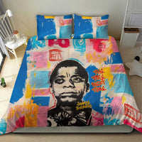 James Baldwin Bedding Set Colorful Graffiti Style Portrait The Fire Next Time Text Bold Civil Rights Tribute - Wonder Print Shop