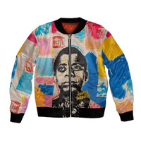 James Baldwin Bomber Jacket Colorful Graffiti Style Portrait The Fire Next Time Text Bold Civil Rights Tribute - Wonder Print Shop