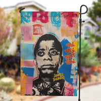 James Baldwin Garden Flag Colorful Graffiti Style Portrait The Fire Next Time Text Bold Civil Rights Tribute - Wonder Print Shop