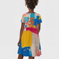 James Baldwin Kid Short Sleeve Dress Colorful Graffiti Style Portrait The Fire Next Time Text Bold Civil Rights Tribute TS04