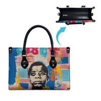 James Baldwin Leather Bag Colorful Graffiti Style Portrait The Fire Next Time Text Bold Civil Rights Tribute - Wonder Print Shop
