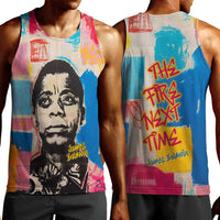 James Baldwin Men Tank Top Colorful Graffiti Style Portrait The Fire Next Time Text Bold Civil Rights Tribute - Wonder Print Shop