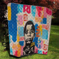 James Baldwin Quilt Colorful Graffiti Style Portrait The Fire Next Time Text Bold Civil Rights Tribute - Wonder Print Shop
