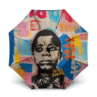 James Baldwin Umbrella Colorful Graffiti Style Portrait The Fire Next Time Text Bold Civil Rights Tribute - Wonder Print Shop